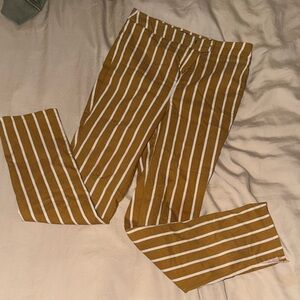 Mustard & White Striped Pants